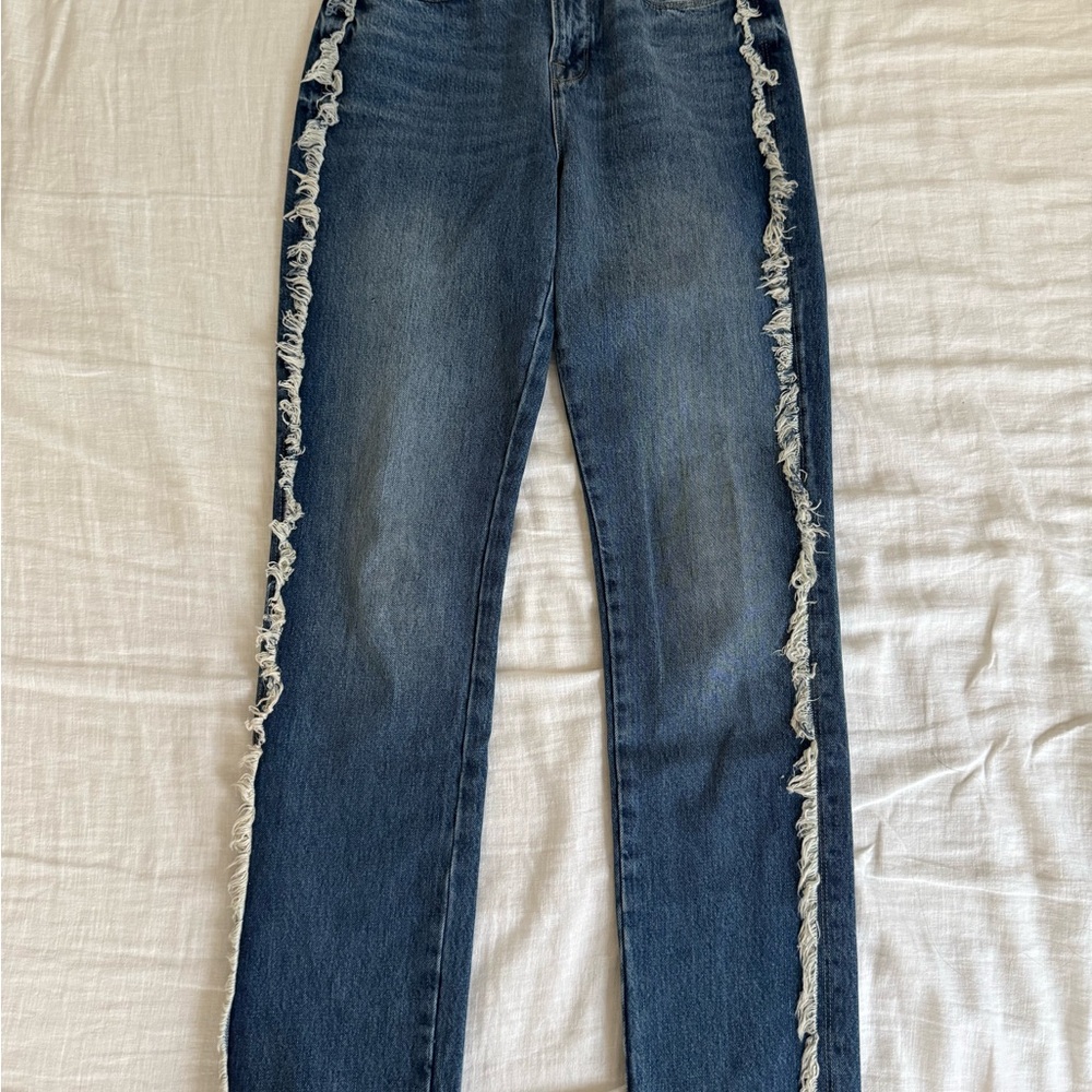 Good American Blue Frayed Women Jeans (Size 0/25)